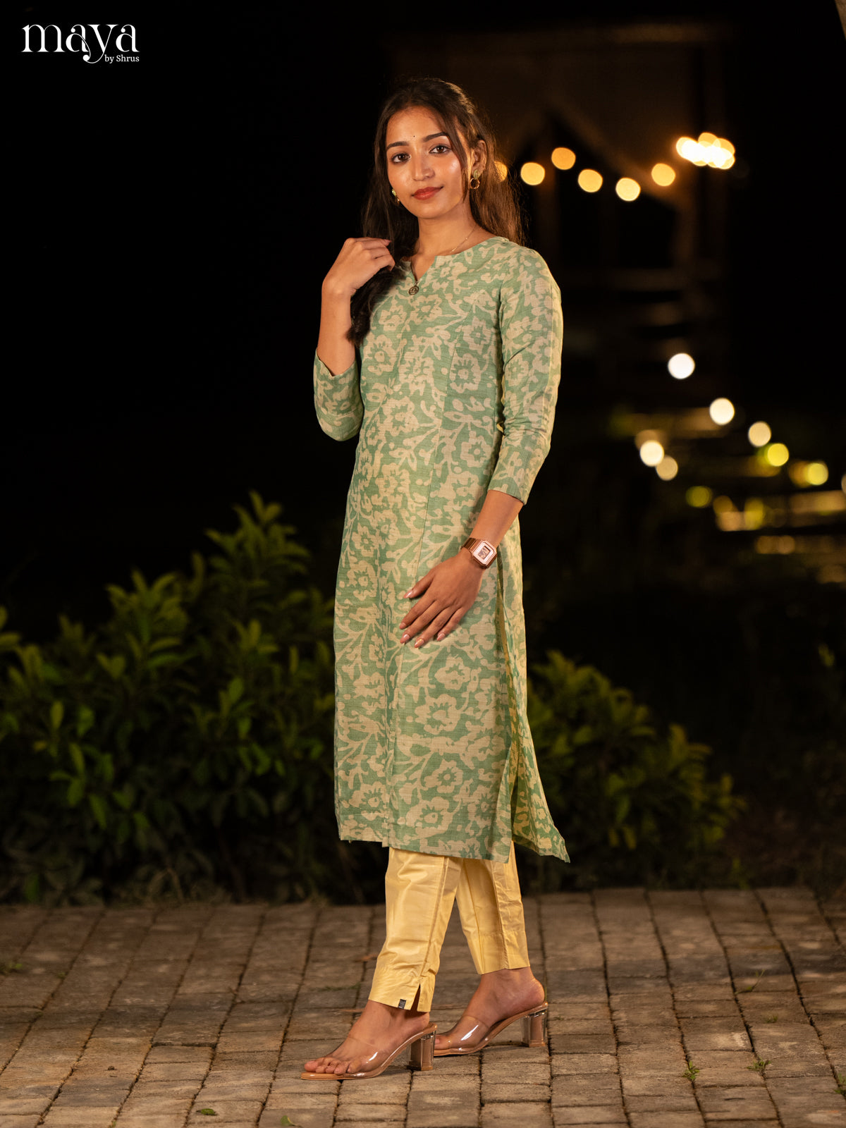 Green Batik Printed Cotton Kurti