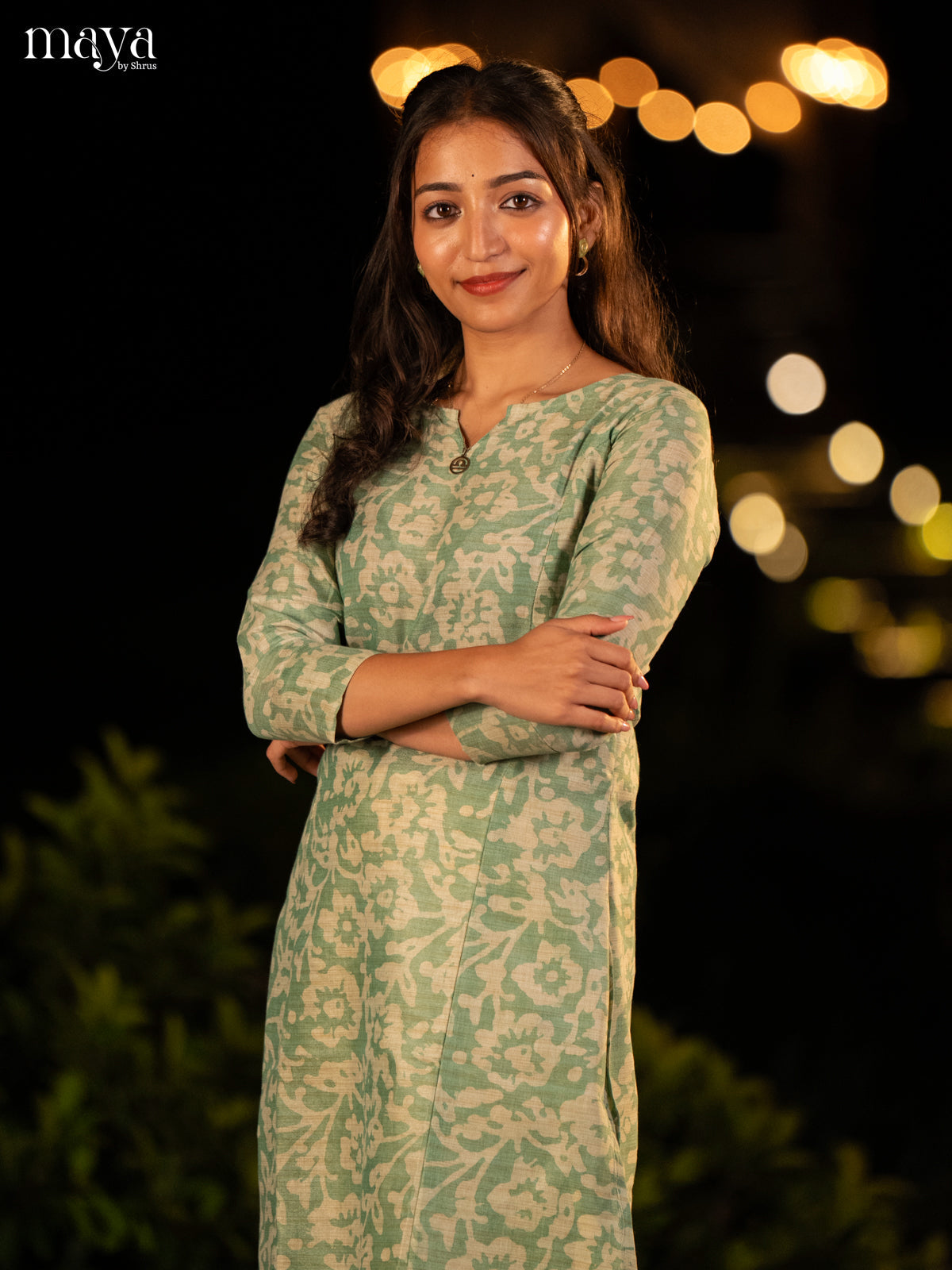 Green Batik Printed Cotton Kurti