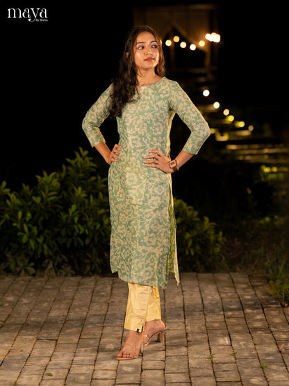 Green Batik Printed Cotton Kurti