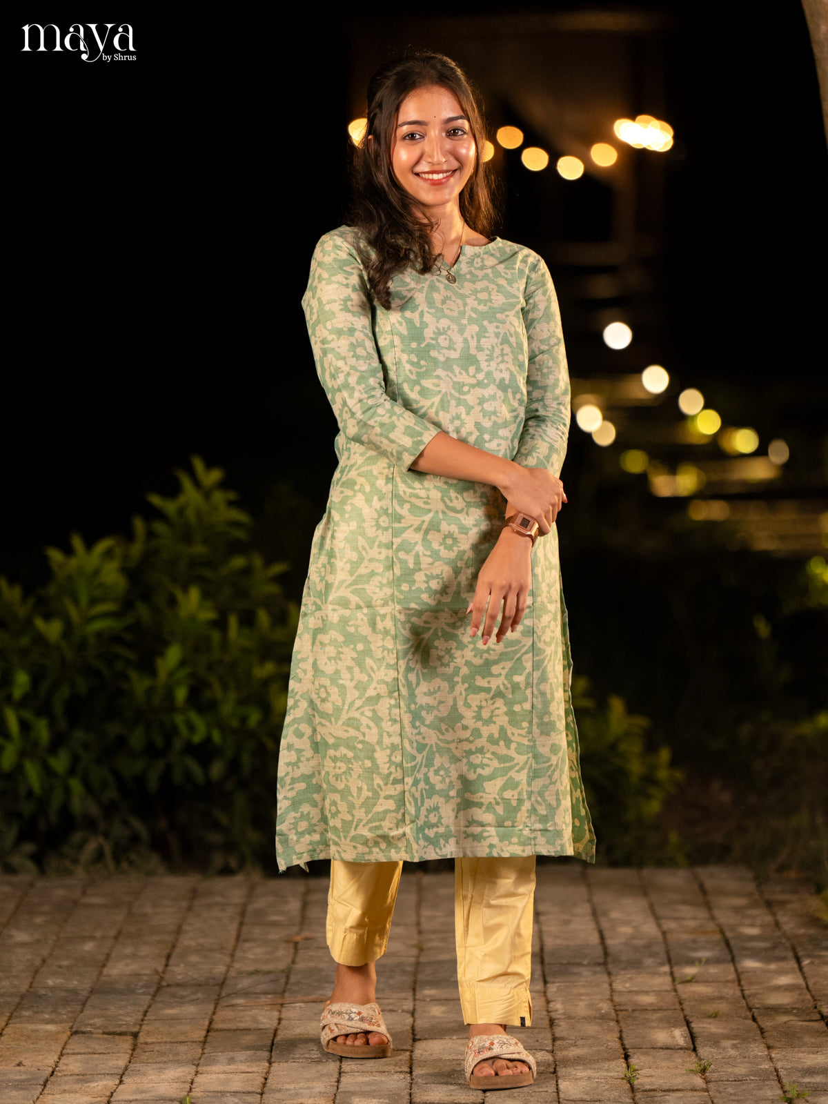Green Batik Printed Cotton Kurti