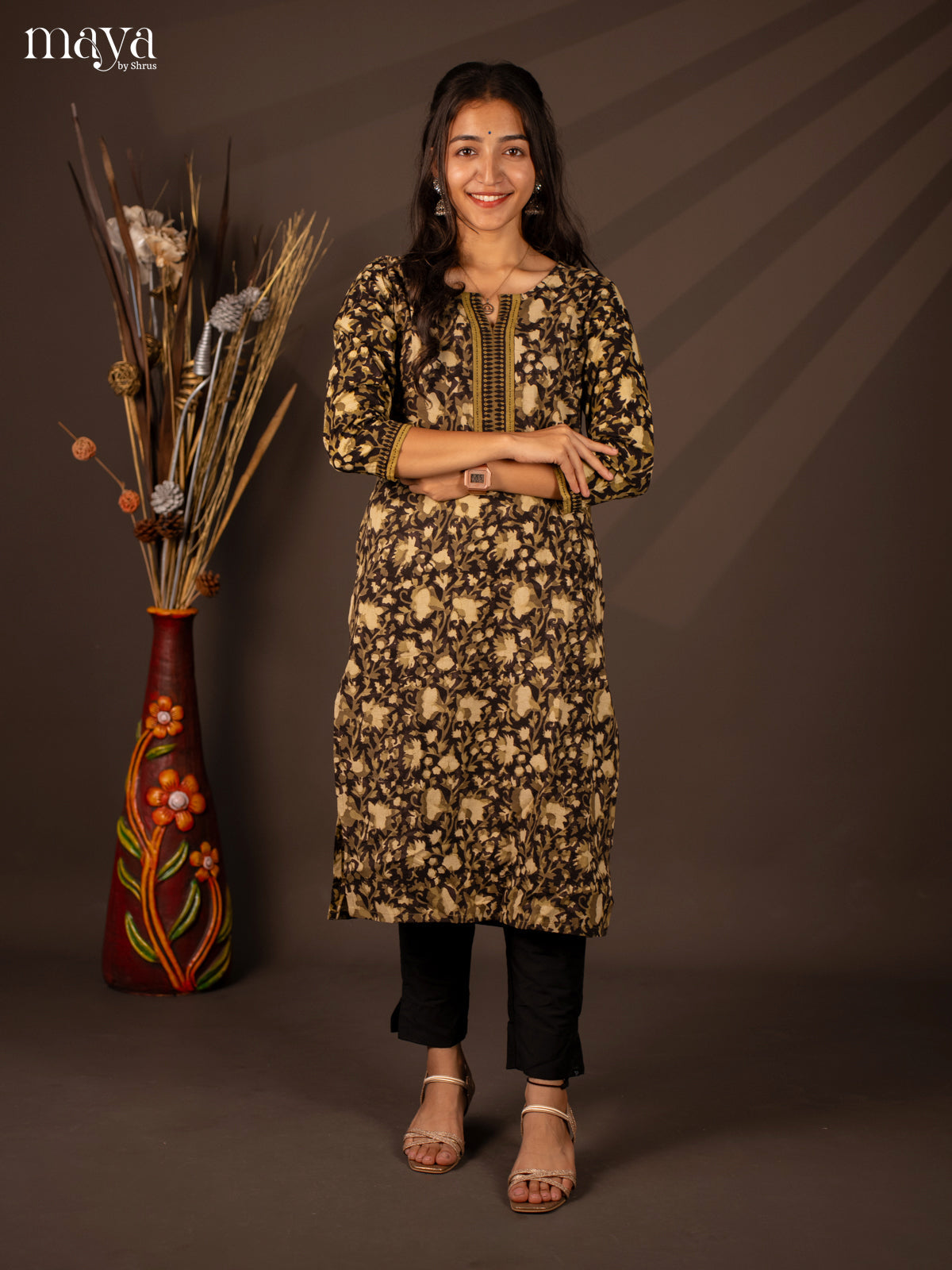 Green Floral Printed Cotton Kurti