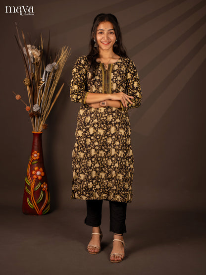 Green Floral Printed Cotton Kurti