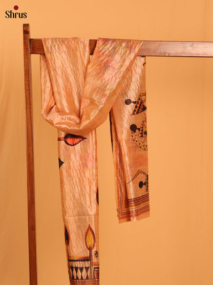 11A Peach Warli Print Semi Silk Dupatta - MCL28077