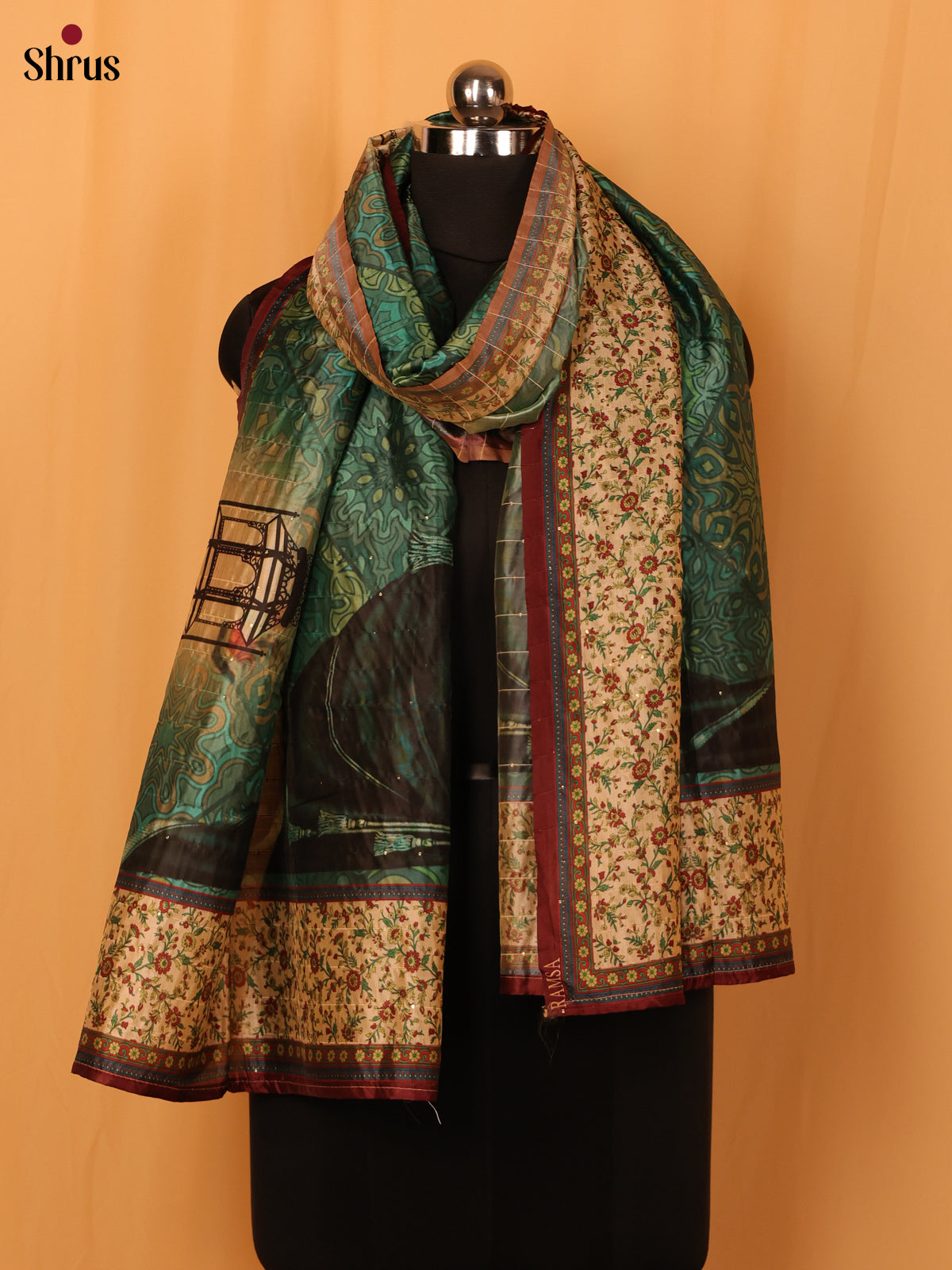 Multi colour Digital Print Semi Silk Dupatta - MCL28080