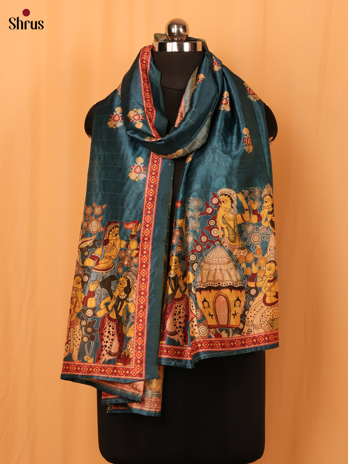 Blue Digitial Print Semi Silk Dupatta - MCL28081