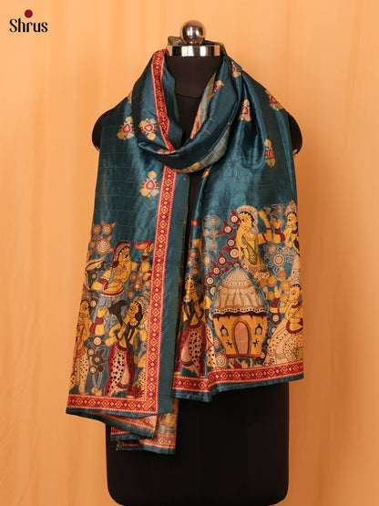 Blue Digitial Print Semi Silk Dupatta - MCL28081