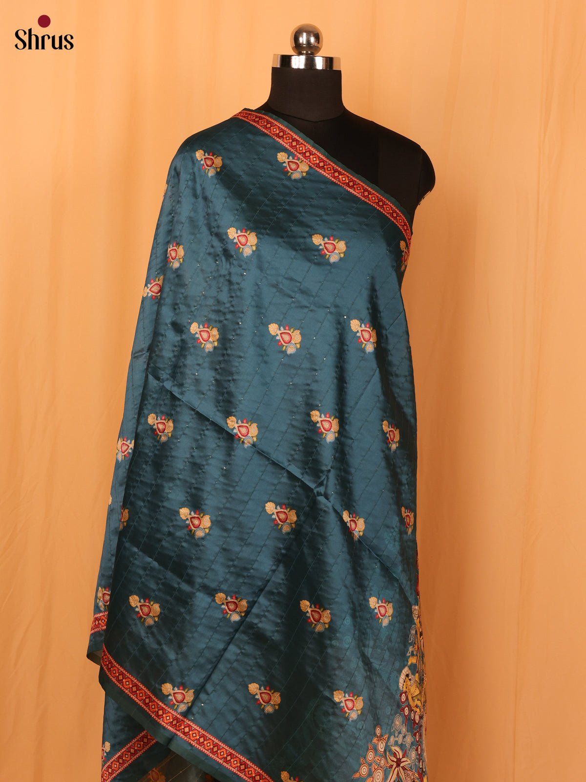 Blue Digitial Print Semi Silk Dupatta - MCL28081