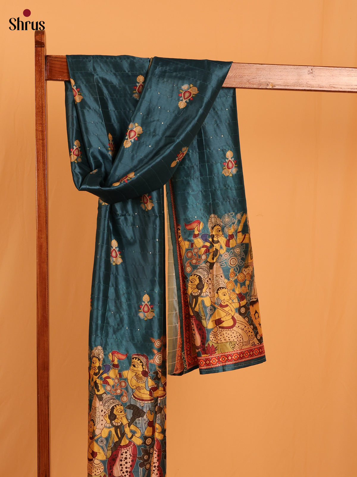 Blue Digitial Print Semi Silk Dupatta - MCL28081