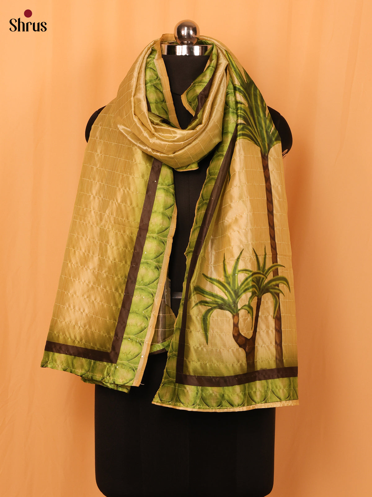 Green Digital Print Semi Silk Dupatta - MCL28084