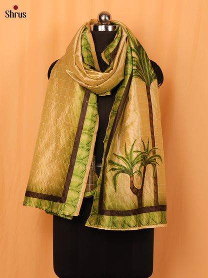 Green Digital Print Semi Silk Dupatta - MCL28084