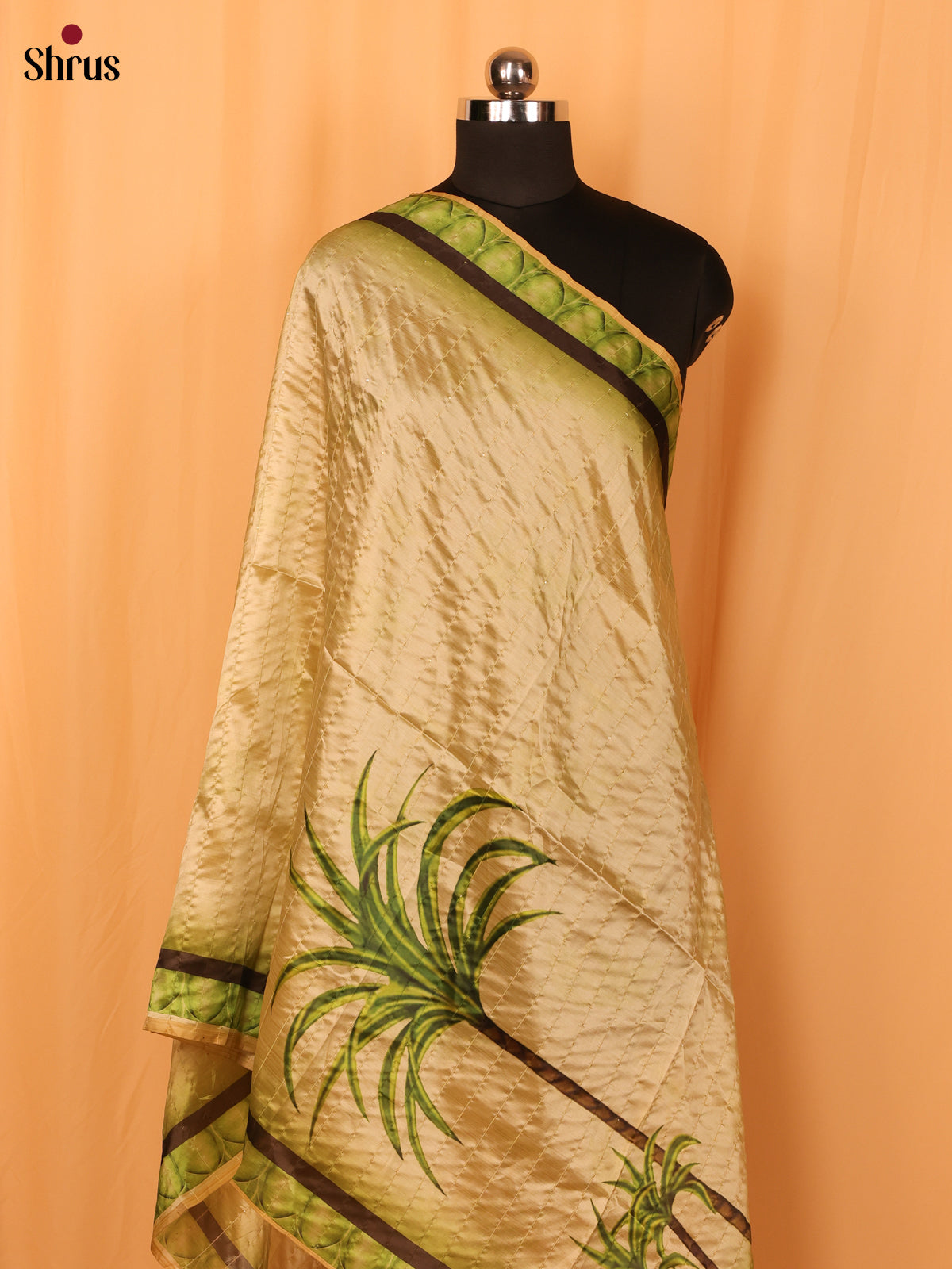 Green Digital Print Semi Silk Dupatta - MCL28084