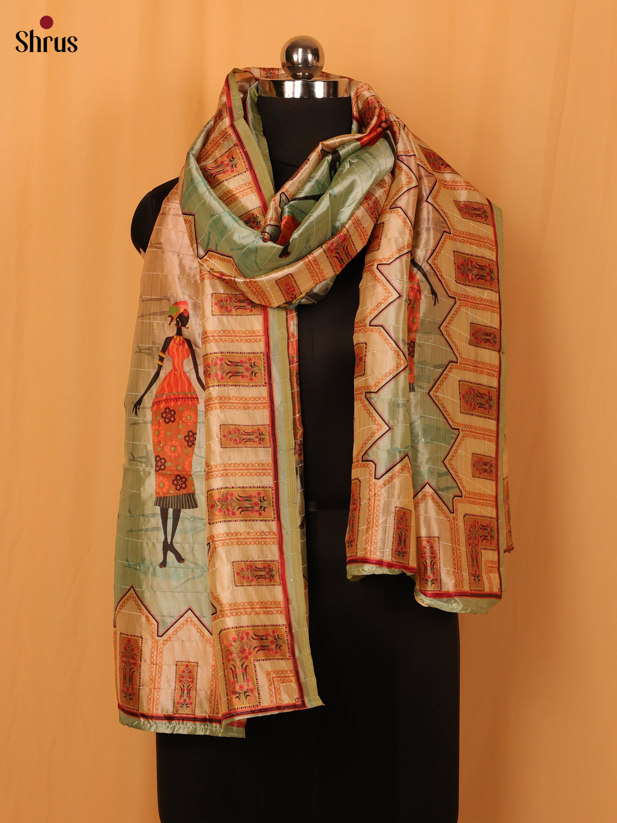 11A Multi colour Digital Print Semi Silk Dupatta - MCL28085
