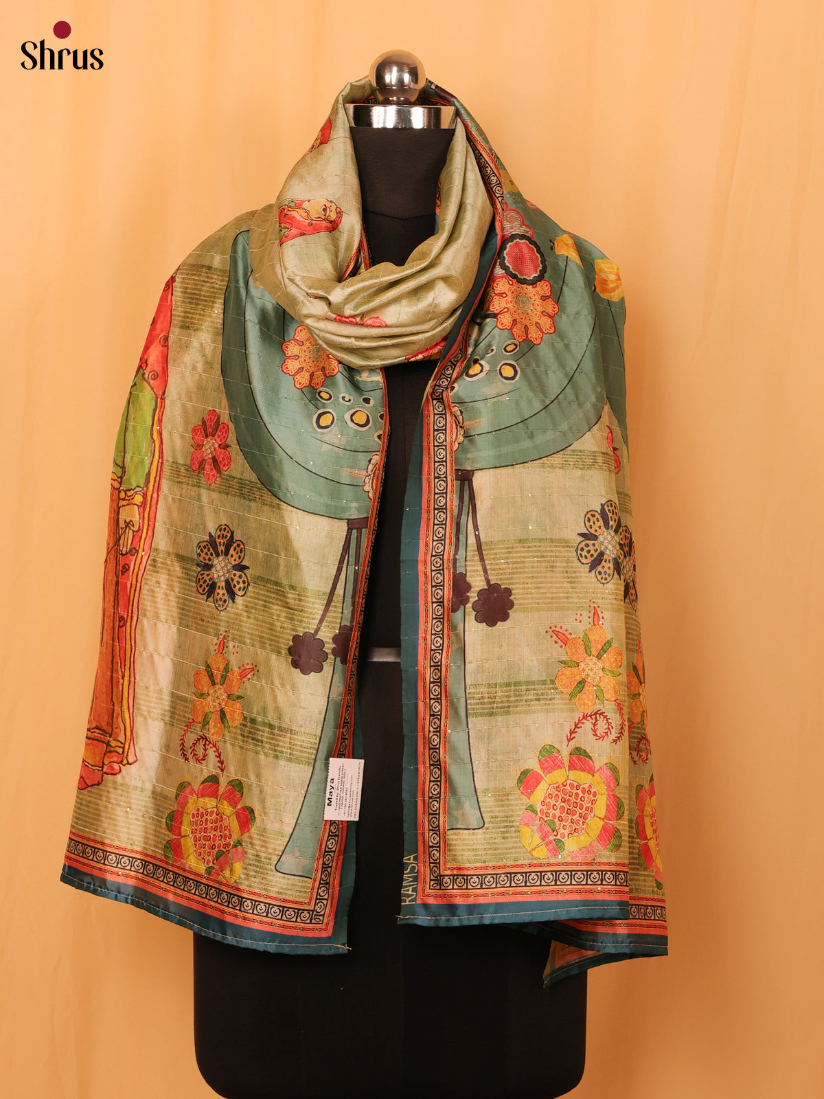 Multi colour Digital Print Semi Silk Dupatta