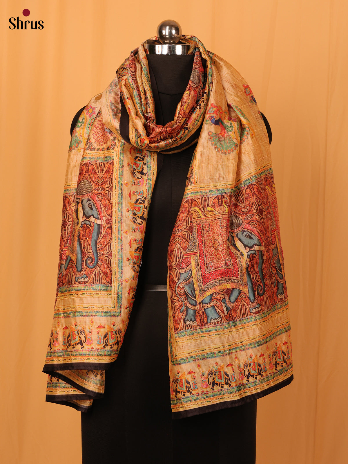 Multi colour Digital Print Semi Silk Dupatta - MCL28092