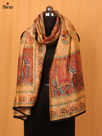 Multi colour Digital Print Semi Silk Dupatta - MCL28092