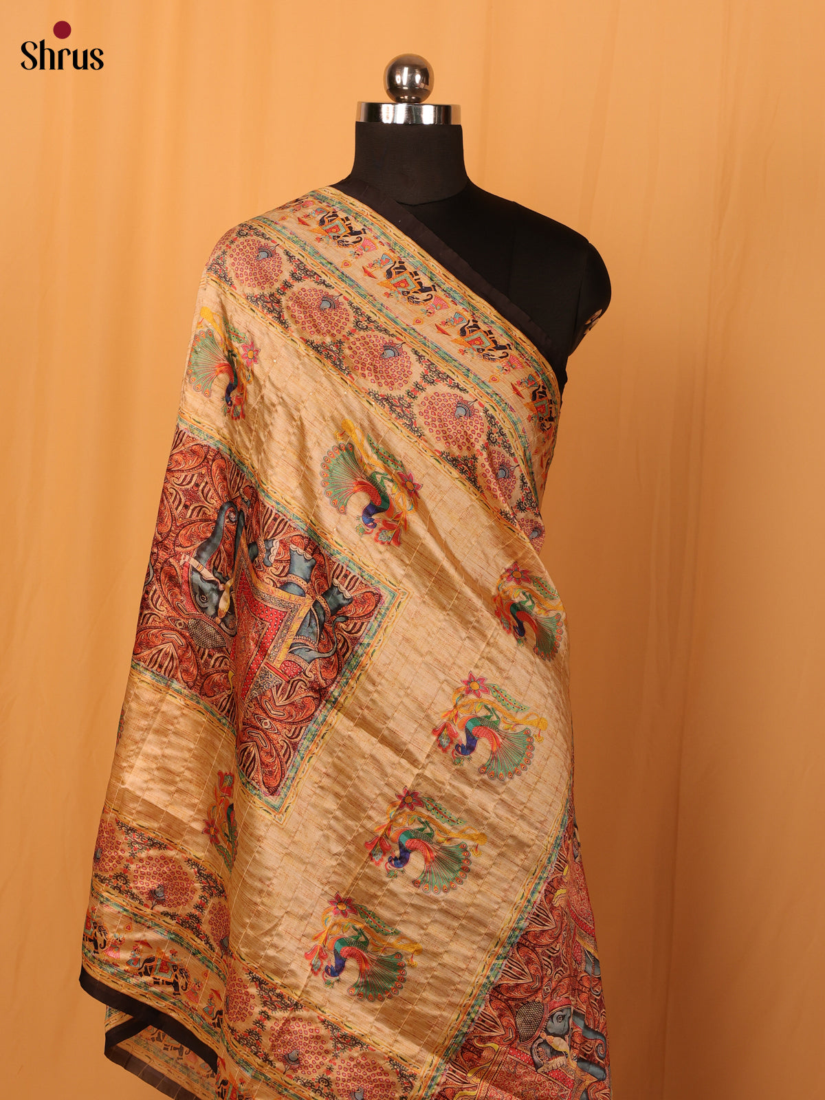 Multi colour Digital Print Semi Silk Dupatta - MCL28092