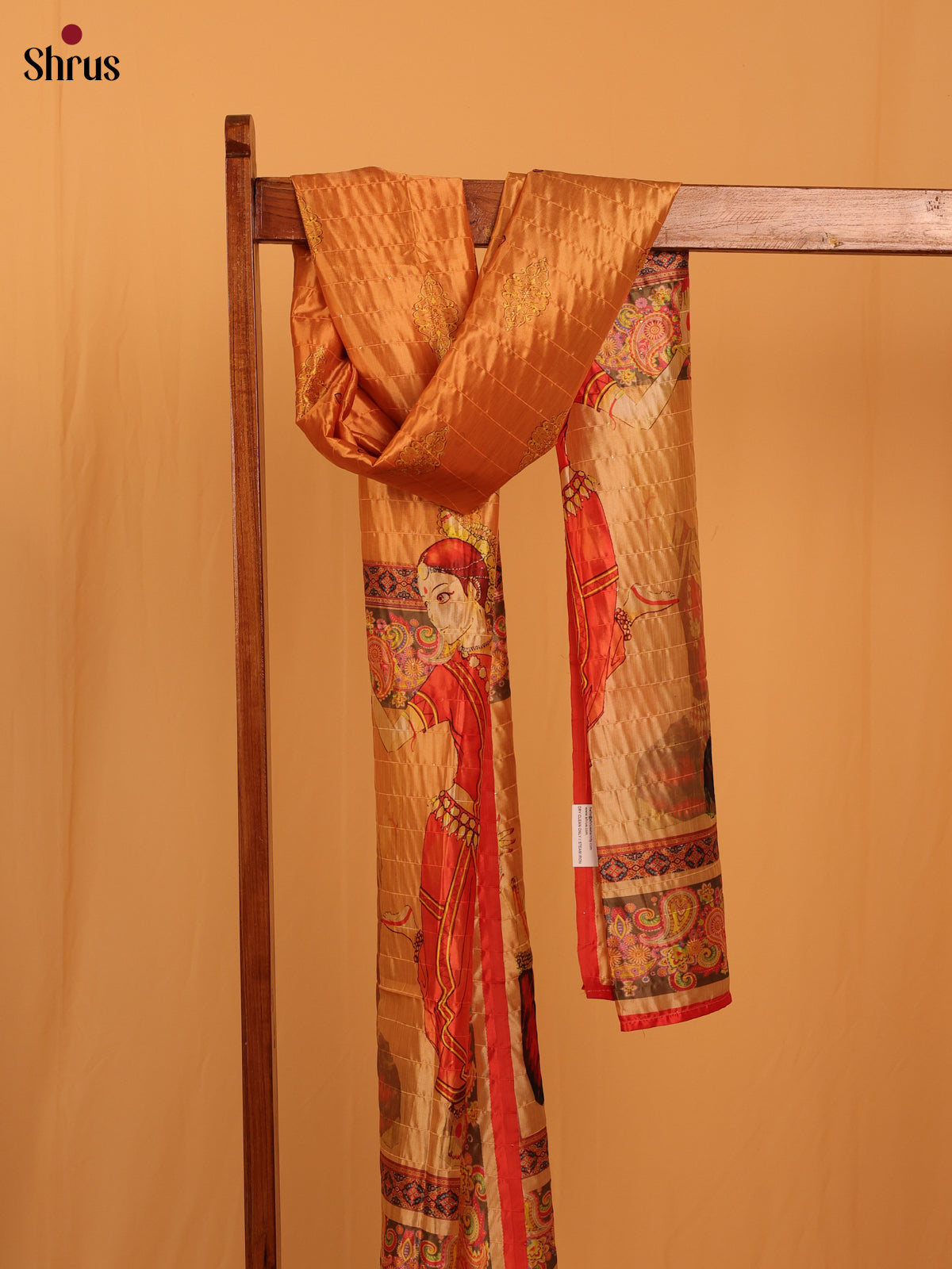 Beige Digital print Semi Silk Dupatta - MCL28094