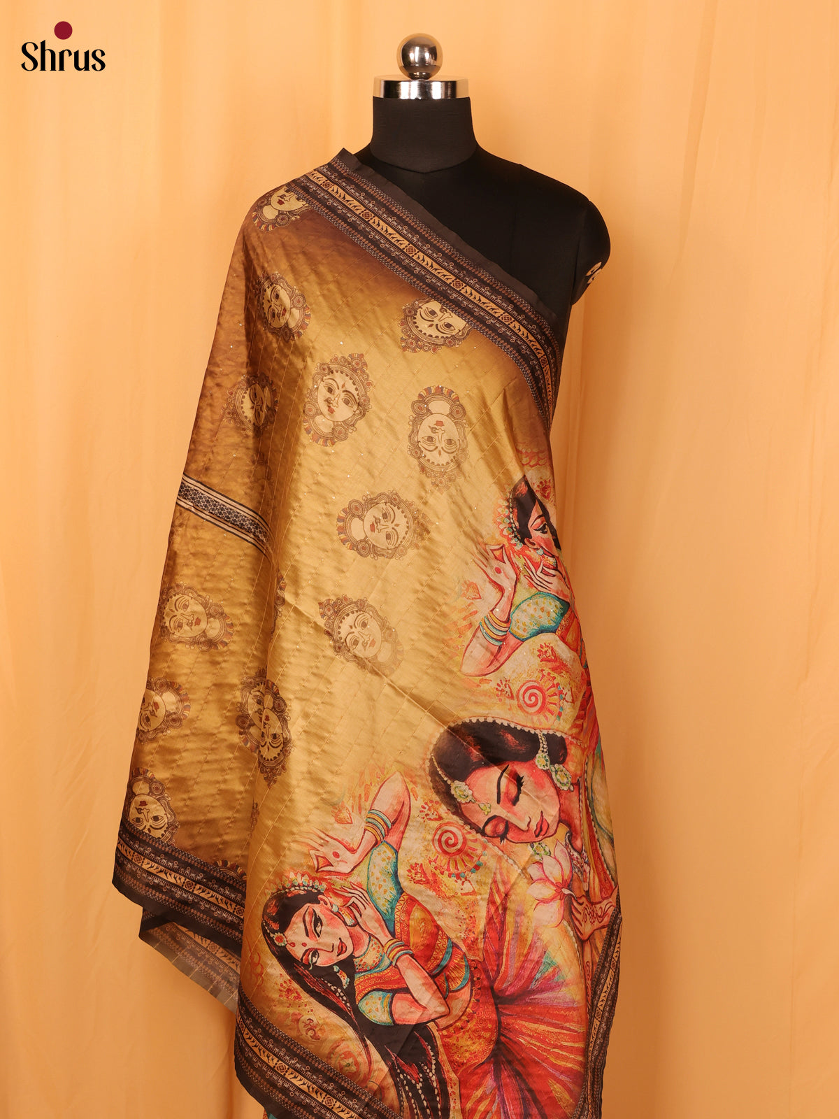 Green Digitial Print Semi Silk Dupatta