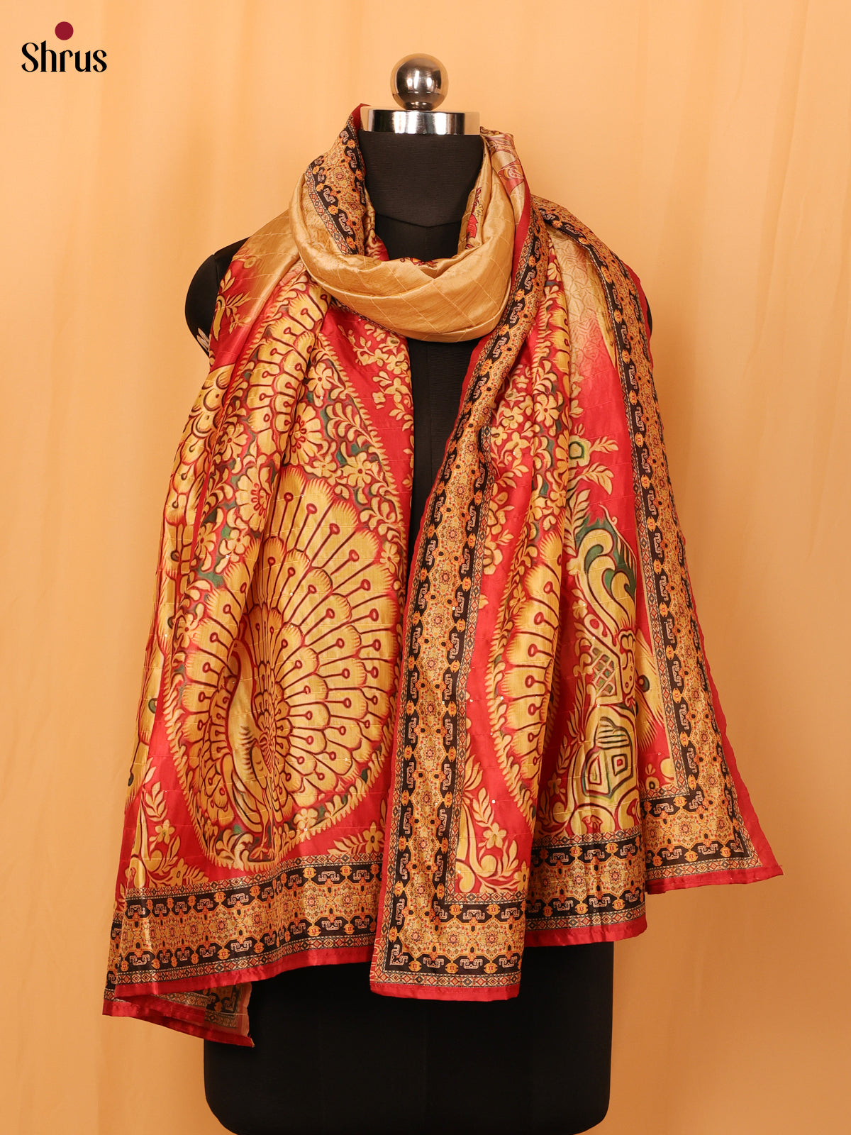 Multi colour Digital Print Semi Silk Dupatta - MCL28098