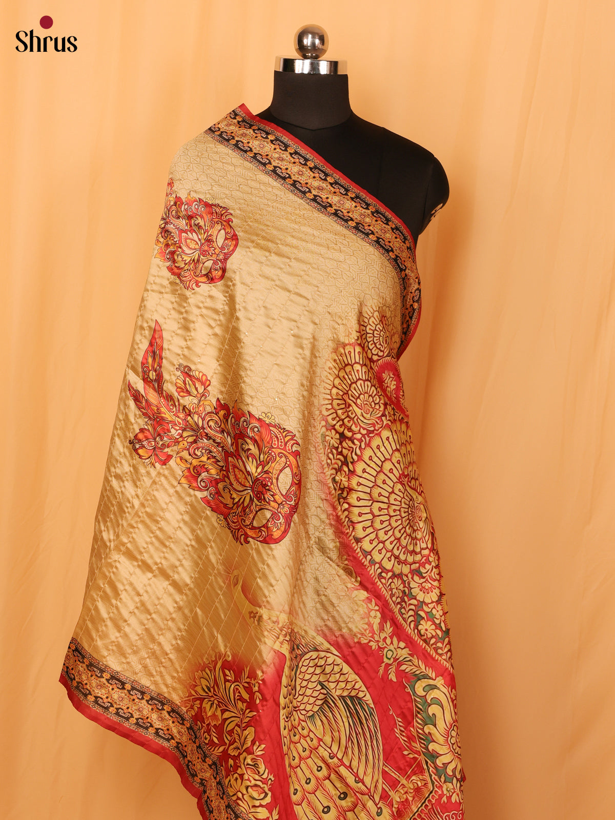 Multi colour Digital Print Semi Silk Dupatta - MCL28098