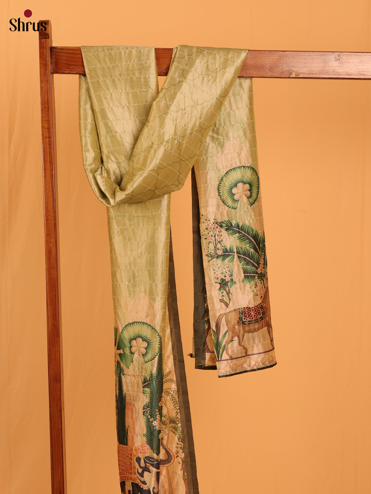 Green Digitial Print Semi Silk Dupatta - MCL28099