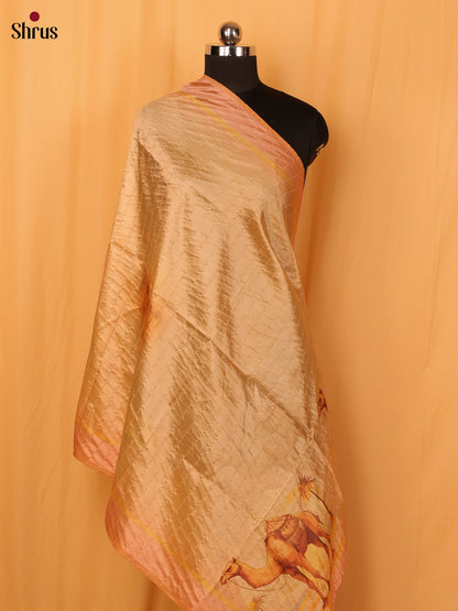 Cream Digital Print Semi Silk Dupatta - MCL28103