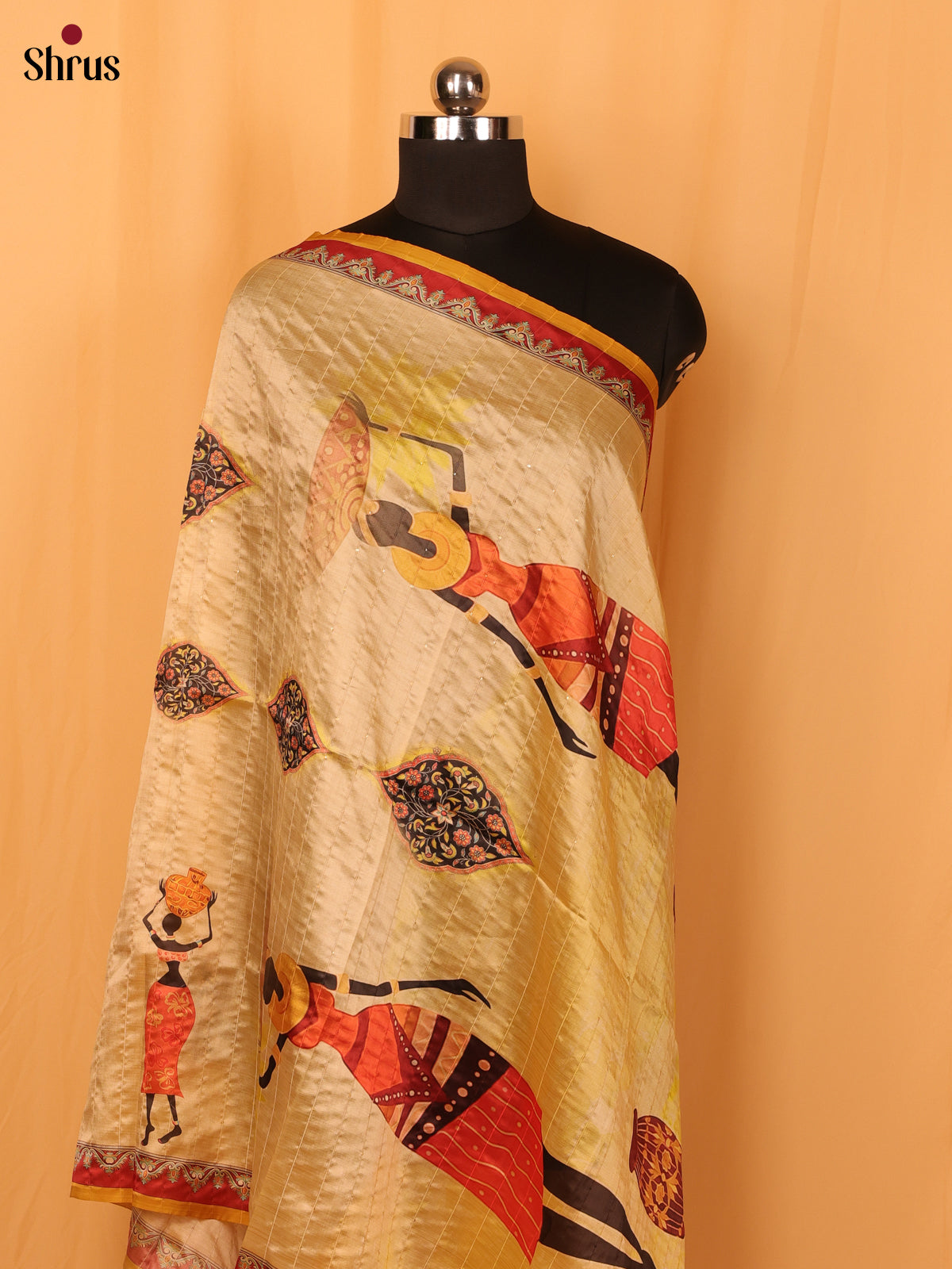 11A Yellow Digital Print Semi Silk Dupatta - MCL28104