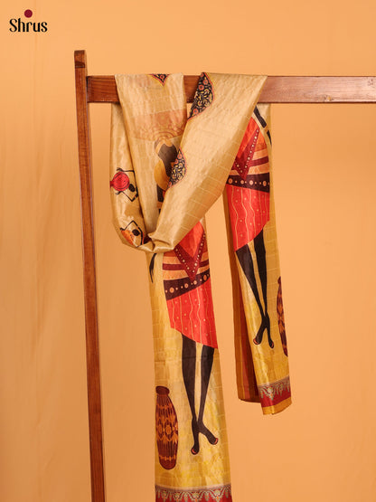 11A Yellow Digital Print Semi Silk Dupatta - MCL28104