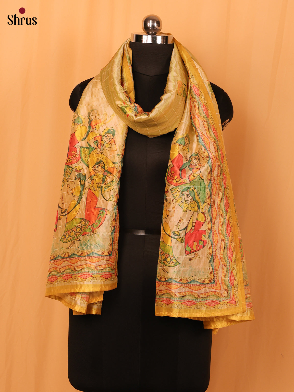 Multi colour Digital Print Semi Silk Dupatta