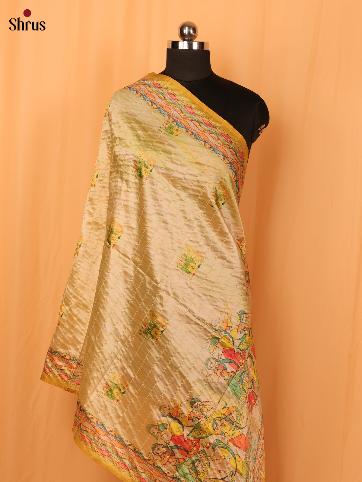 Multi colour Digital Print Semi Silk Dupatta