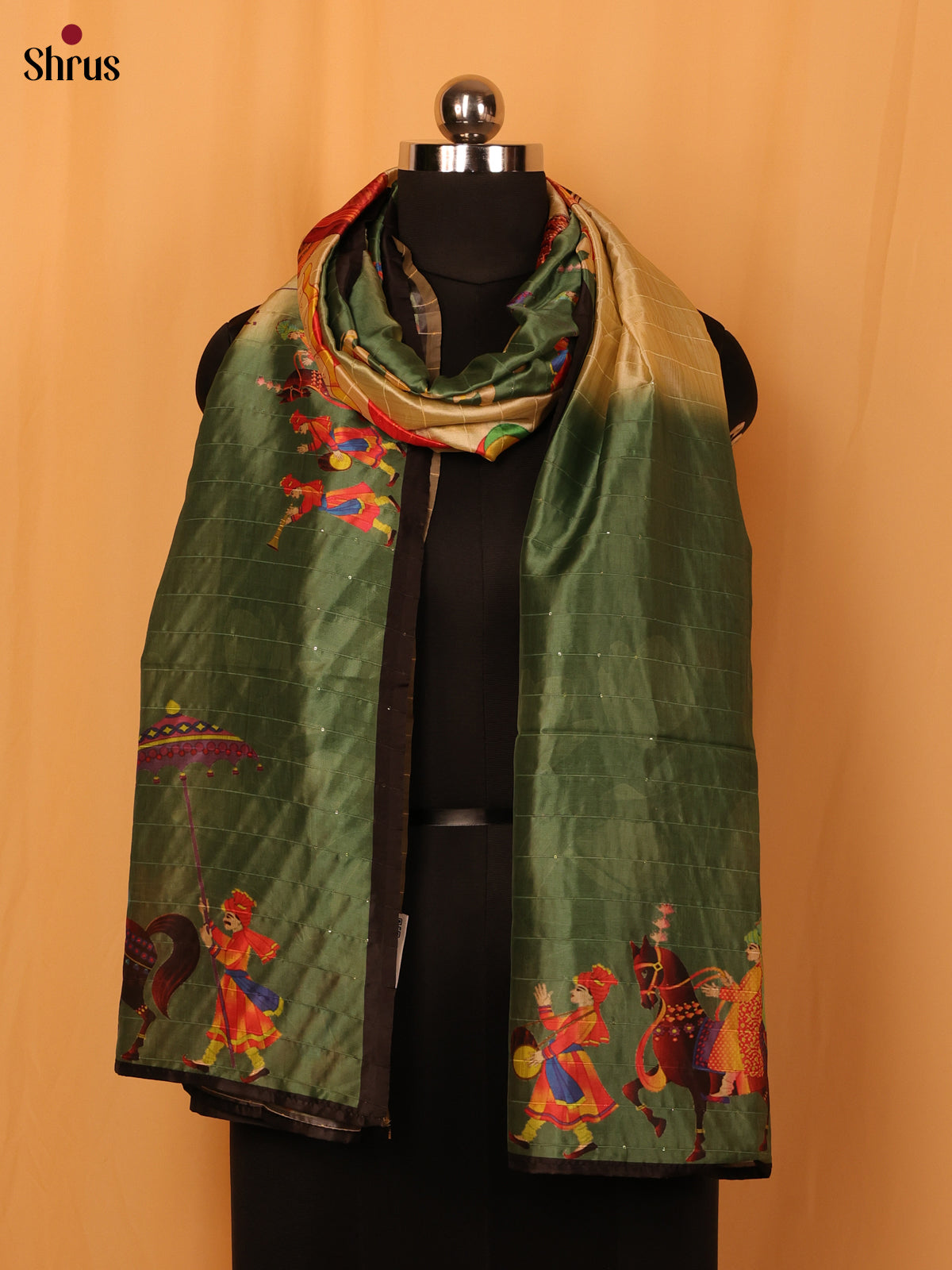 Multi Colour Mughal Print Semi Silk Dupatta - MCL28112