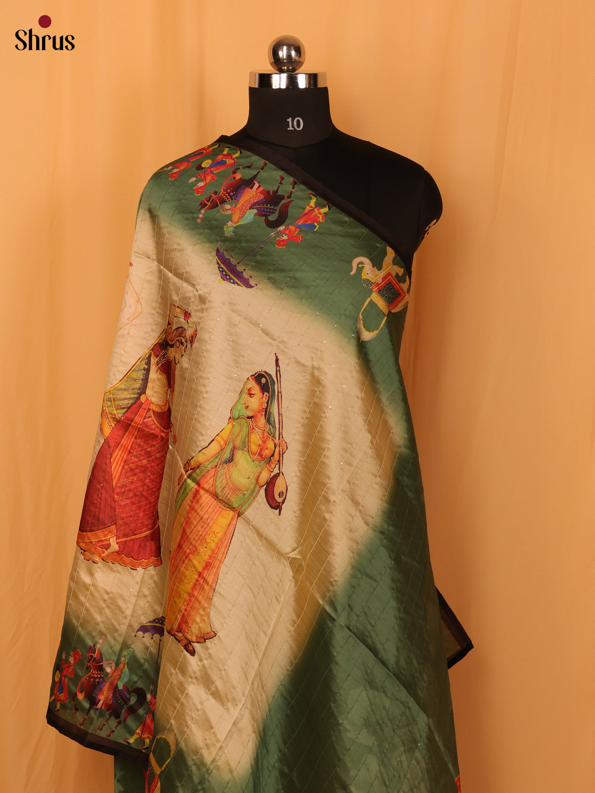 Multi Colour Mughal Print Semi Silk Dupatta - MCL28112