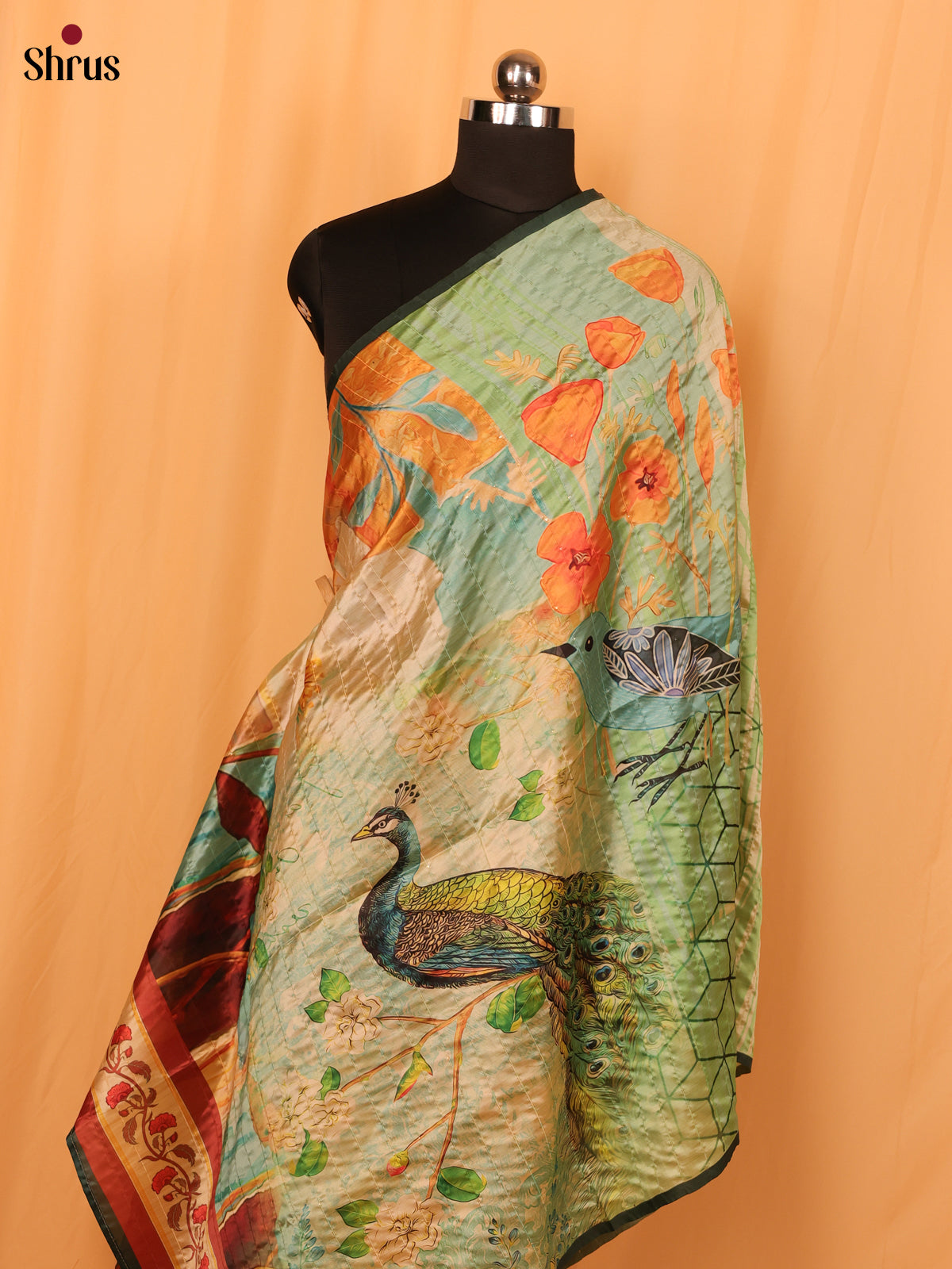 Multi colour Digital Print Semi Silk Dupatta - MCL28115