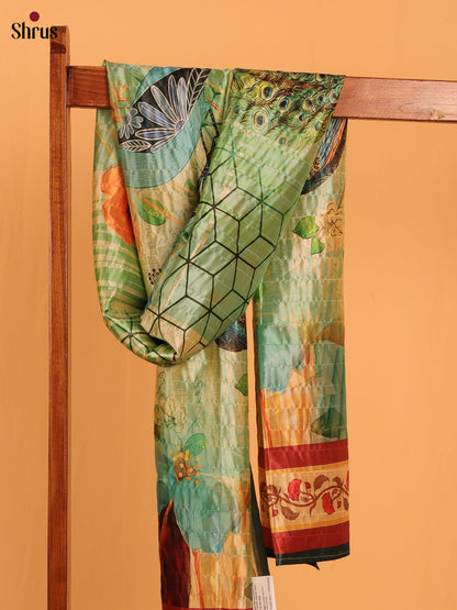 Multi colour Digital Print Semi Silk Dupatta - MCL28115