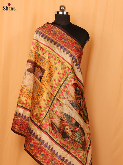 Multi Colour Mughal Print Semi Silk Dupatta - MCL28116