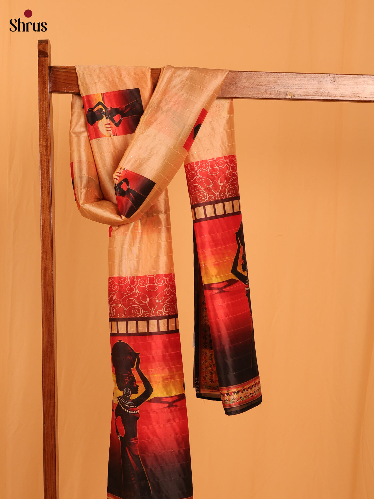 Multi Colour Mughal Print Semi Silk Dupatta - MCL28117