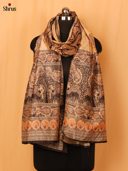 Cream Digital Print Semi Silk Dupatta - MCL28119 - Shop on Shrus.com