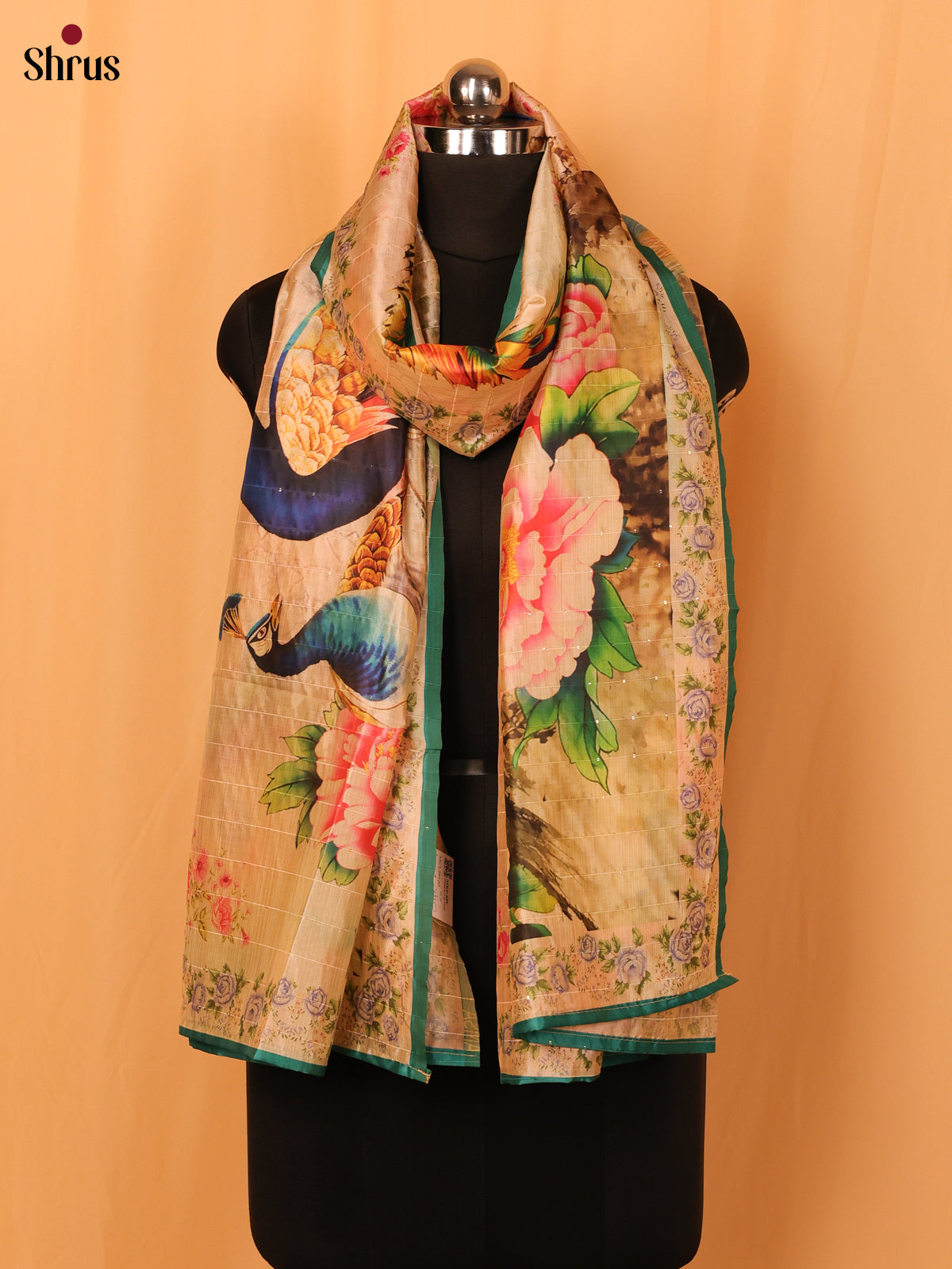 Multi colour Digital Print Semi Silk Dupatta - MCL28120