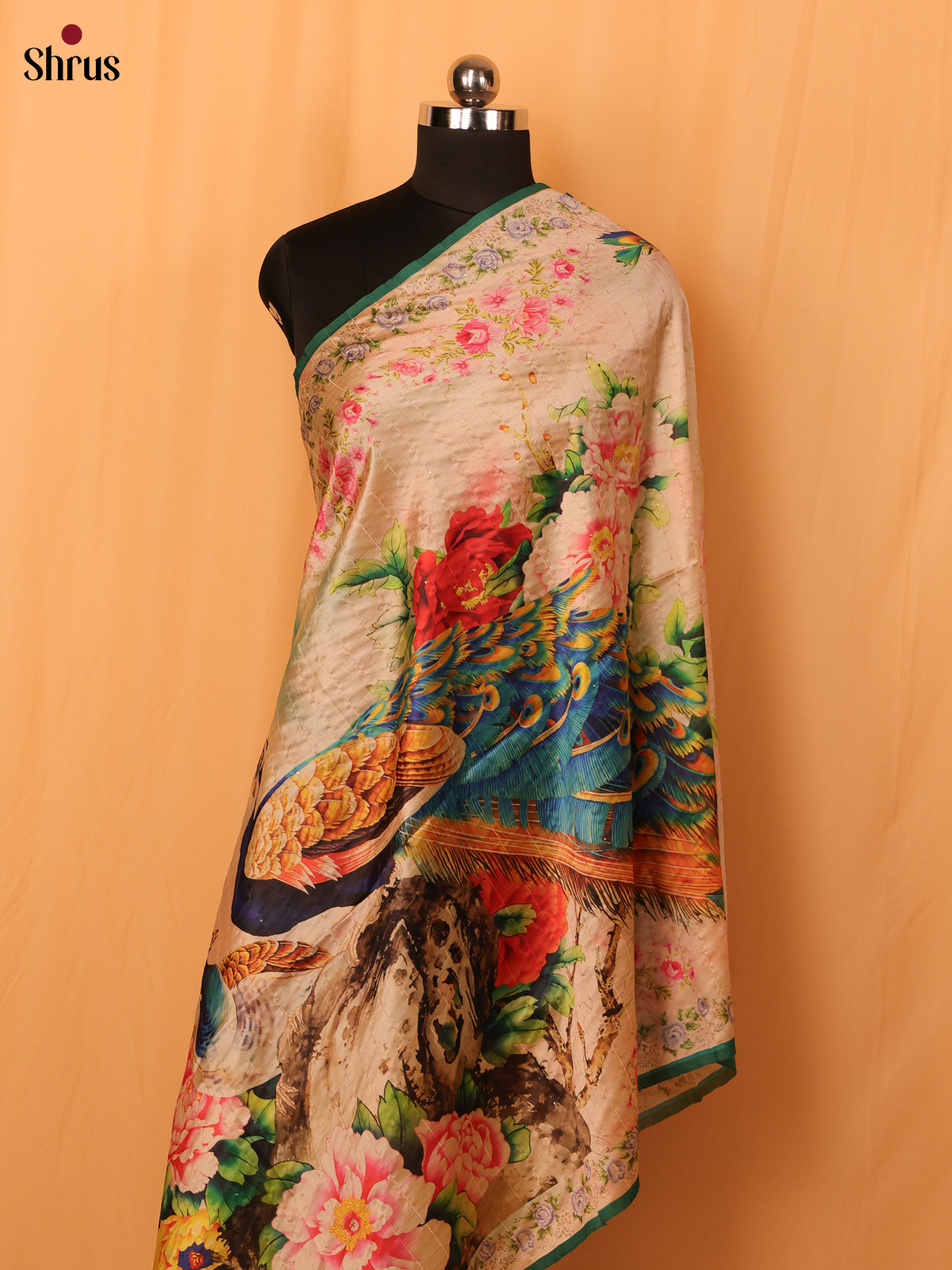 Multi colour Digital Print Semi Silk Dupatta - MCL28120