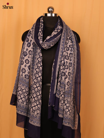 Blue Jaipuri Print Cotton Dupatta - MCL28123