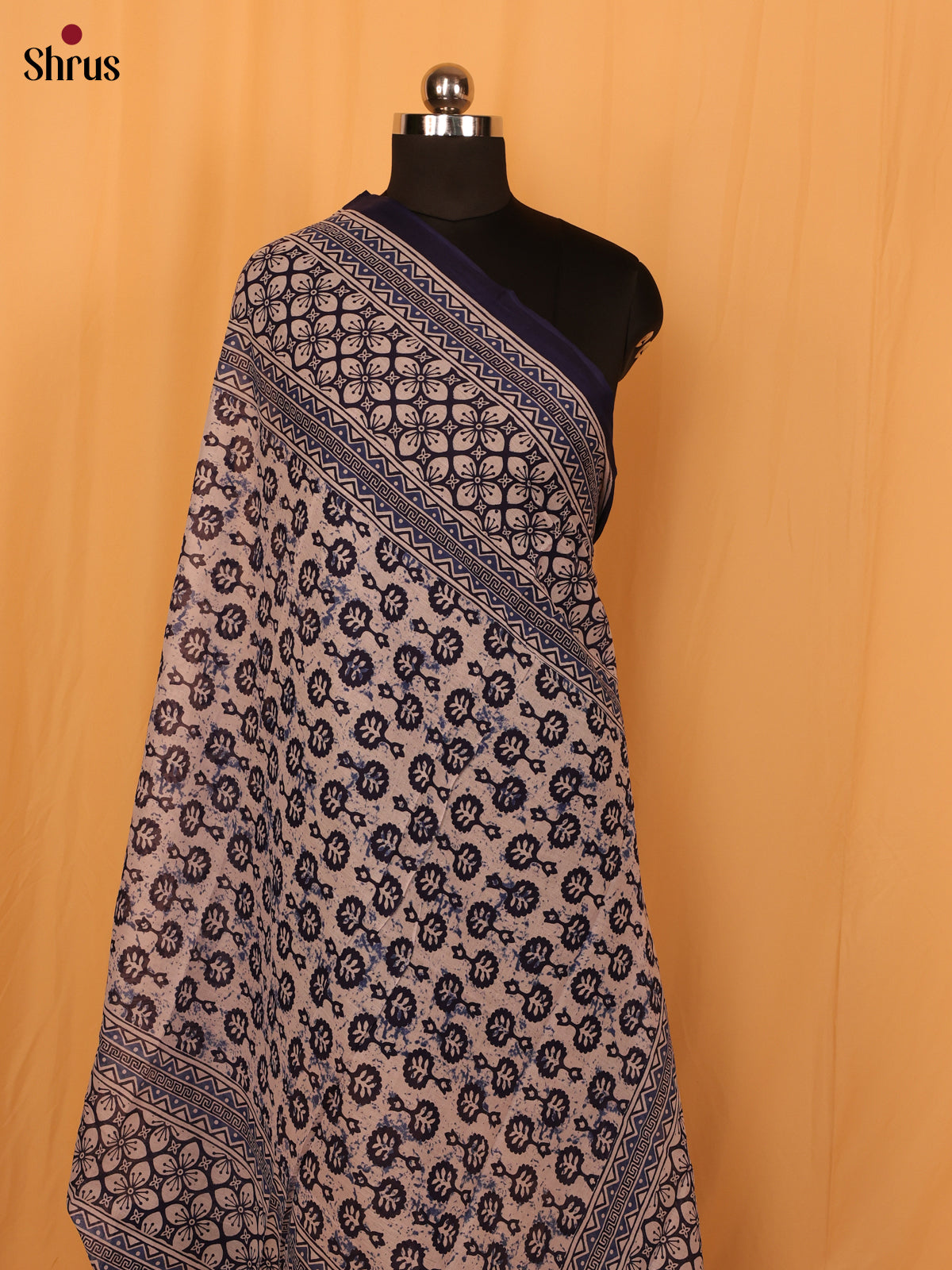 Blue Jaipuri Print Cotton Dupatta - MCL28123
