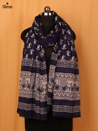 Blue Jaipuri Print Cotton Dupatta