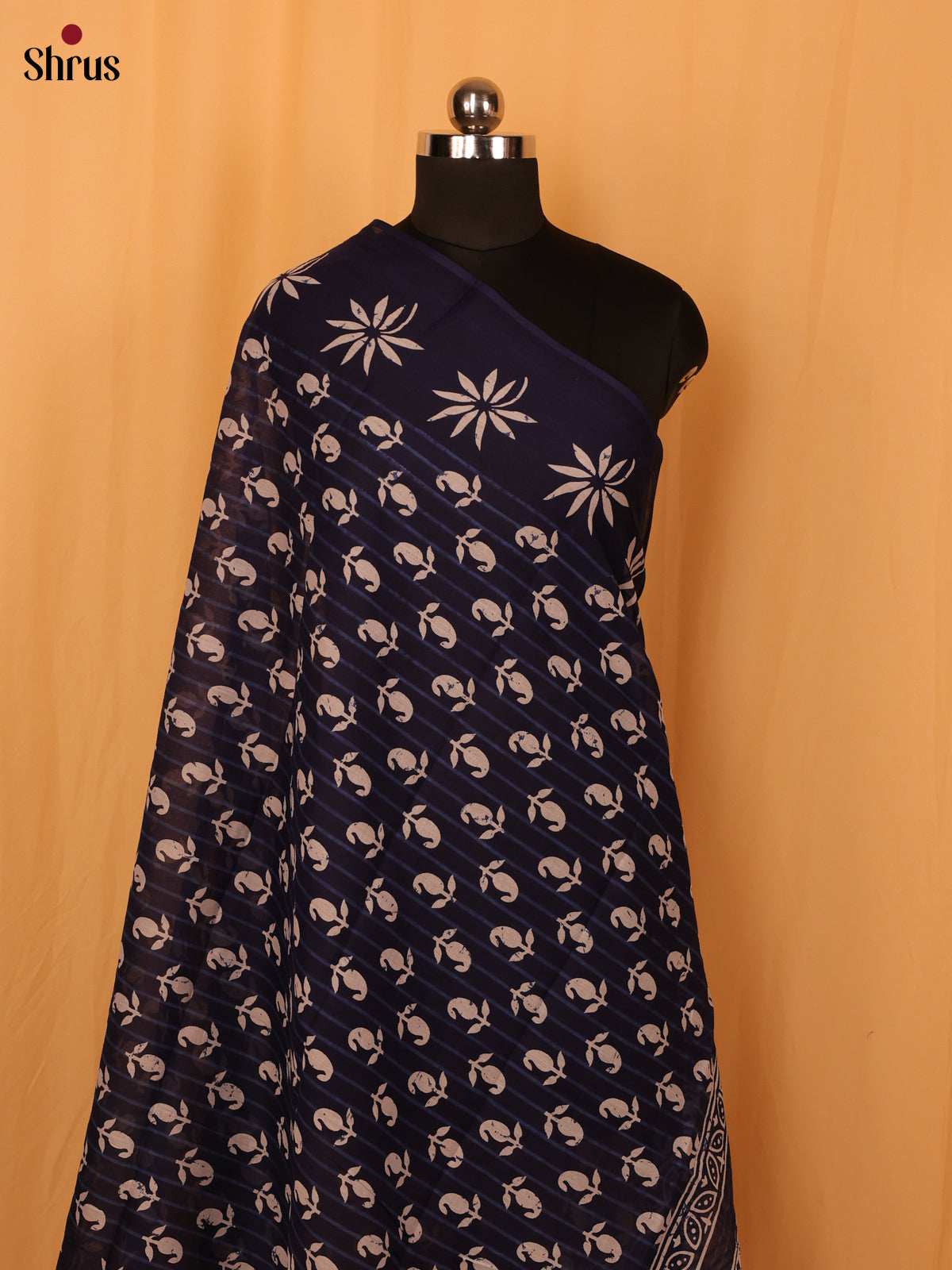 Blue Jaipuri Print Cotton Dupatta