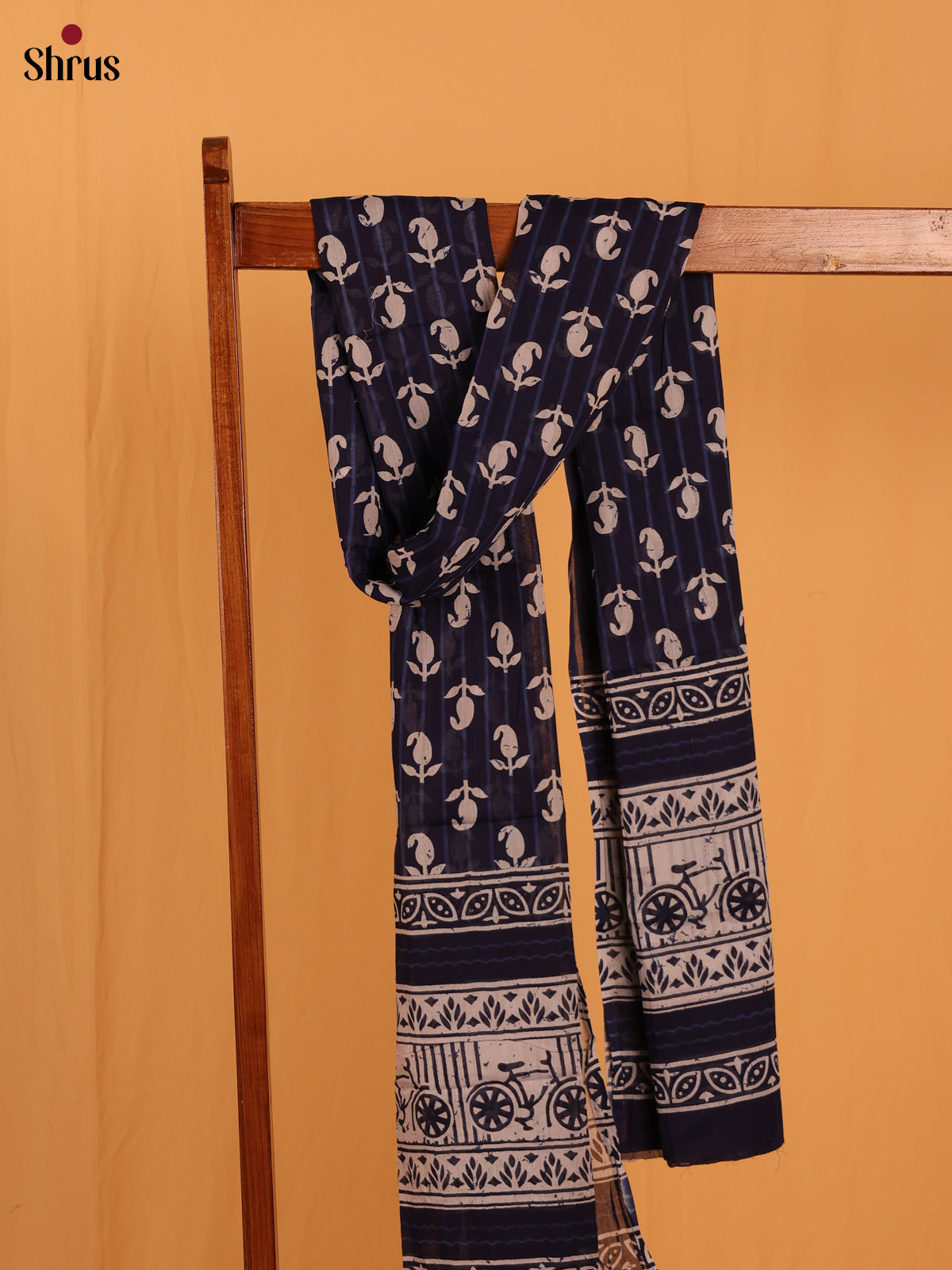 Blue Jaipuri Print Cotton Dupatta