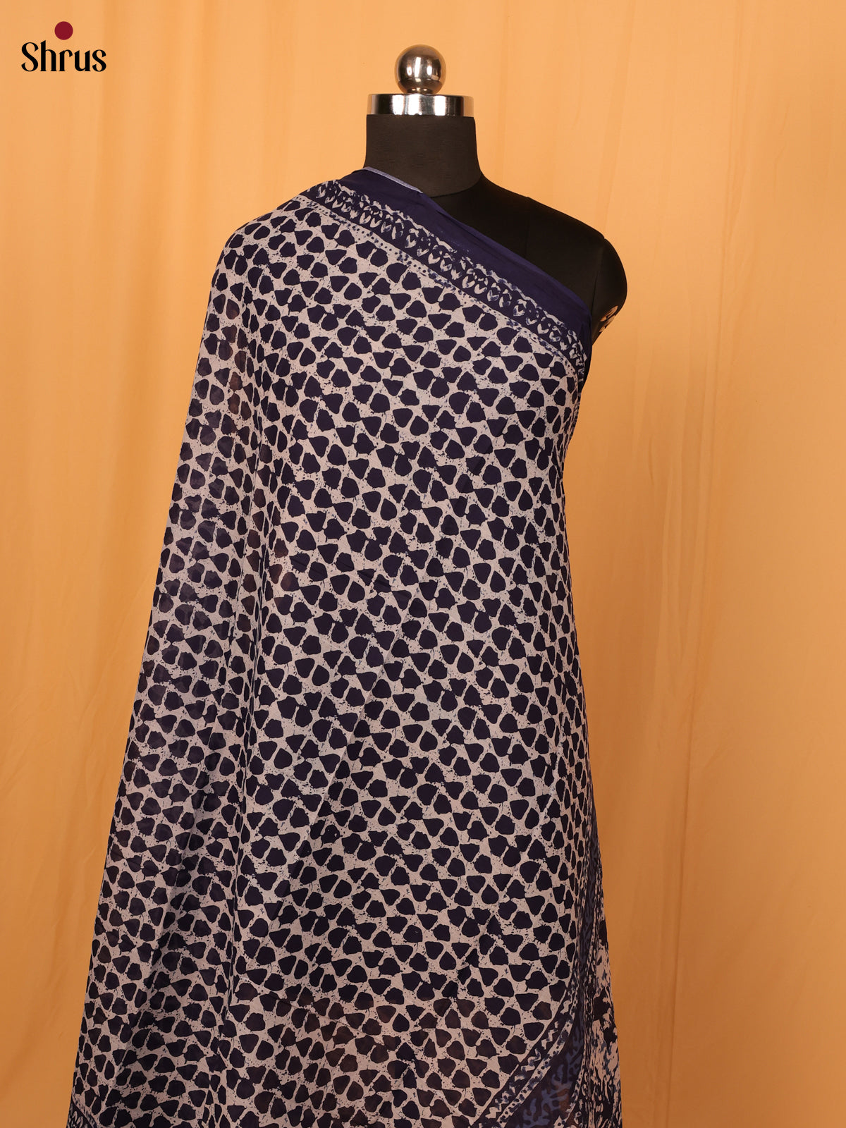 Blue Jaipuri Print Cotton Dupatta - MCL28125