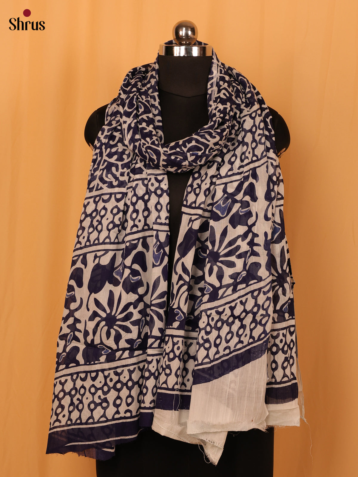Blue Jaipuri Print Cotton Dupatta - MCL28126