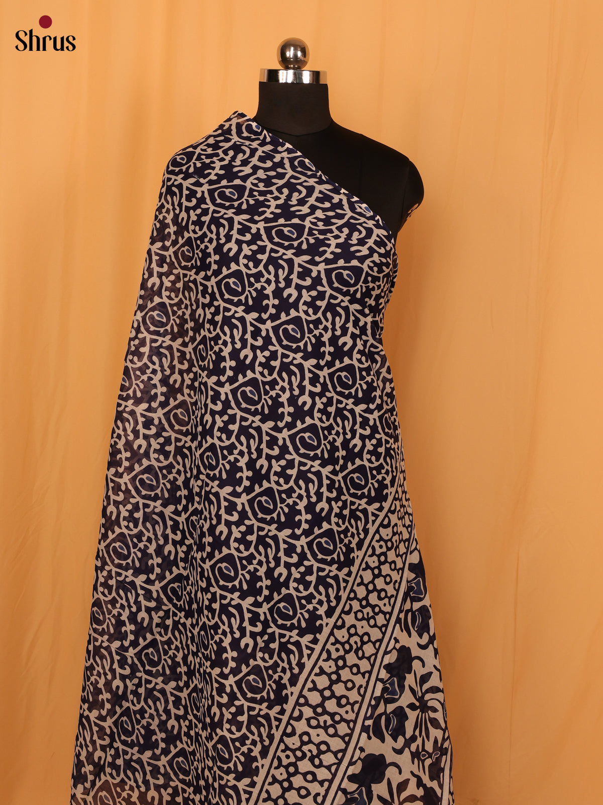Blue Jaipuri Print Cotton Dupatta - MCL28126