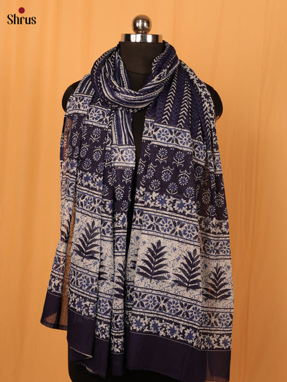 Blue Jaipuri Print Cotton Dupatta - MCL28127