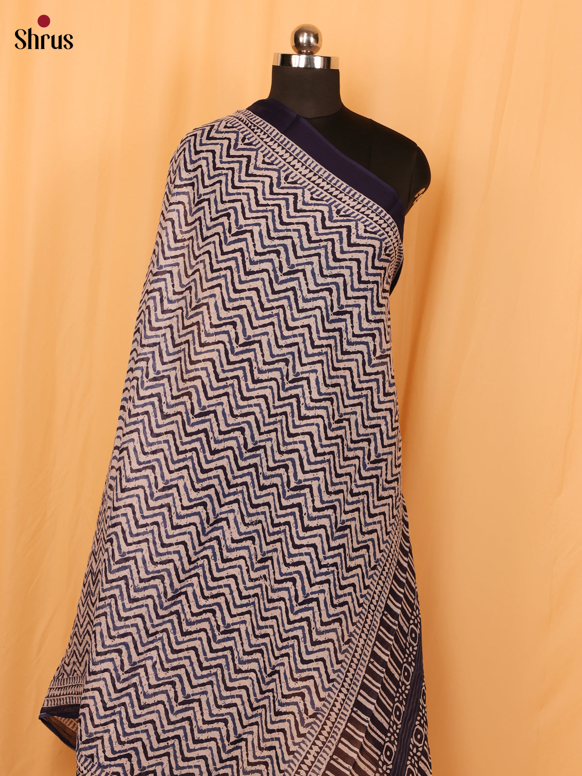 Blue Jaipuri Print Cotton Dupatta - MCL28128