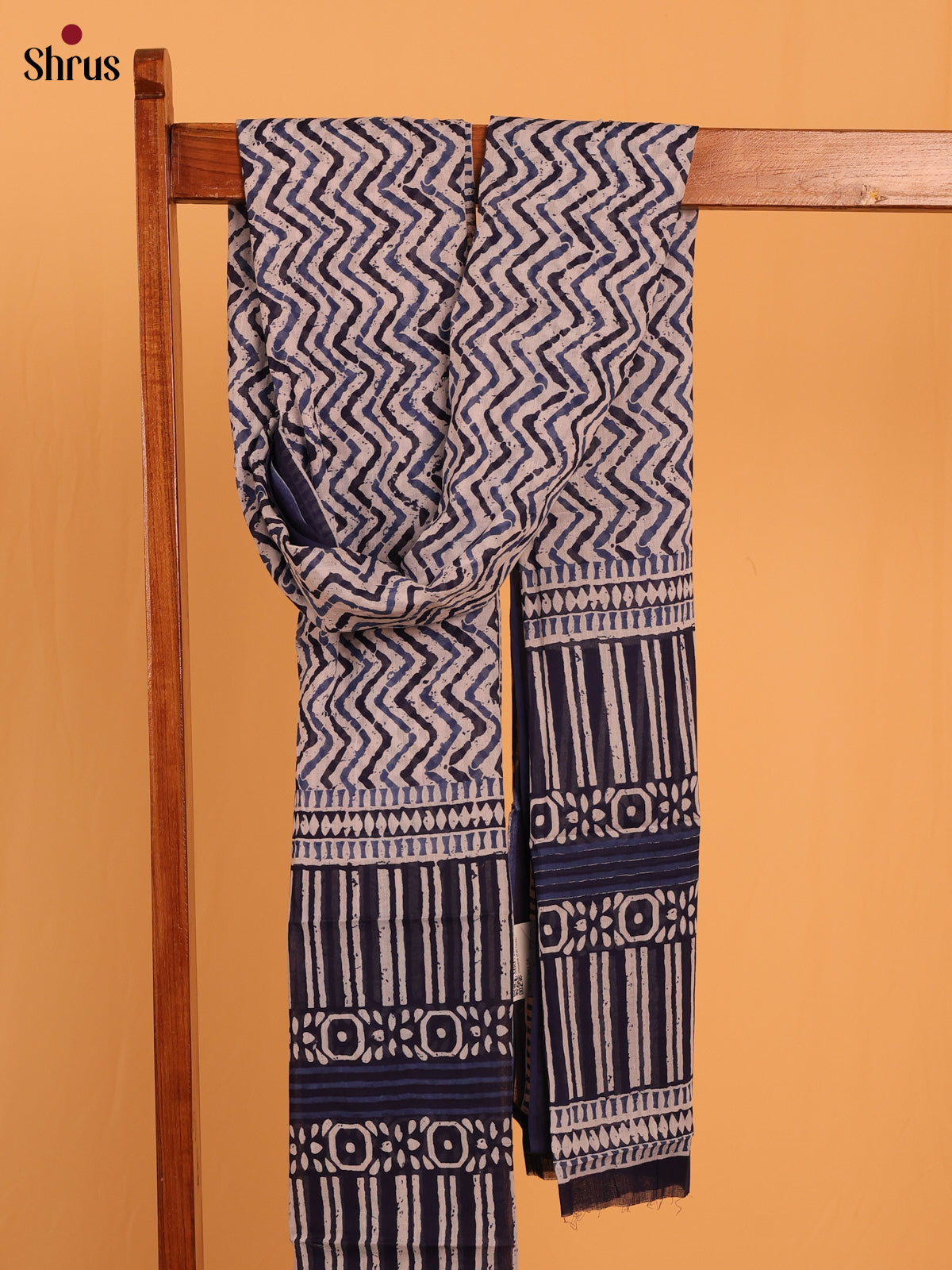 Blue Jaipuri Print Cotton Dupatta - MCL28128
